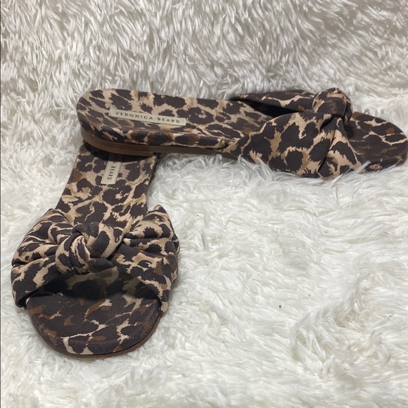Veronica Beard Brown Slide Sandals with Bold Leopard Print Pictured AS IS - Picture 2 of 7